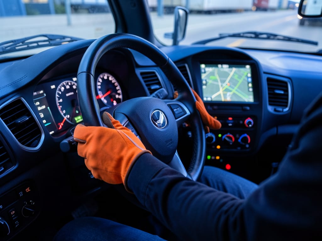 Chauffeur Hauts Transports au volant avec GPS